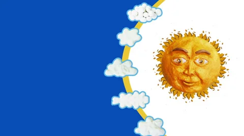 Sun and clouds plasticine background, loop HD Stock Footage 37967676