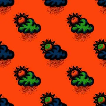 Sun and clouds seamless pattern Stock Illustration