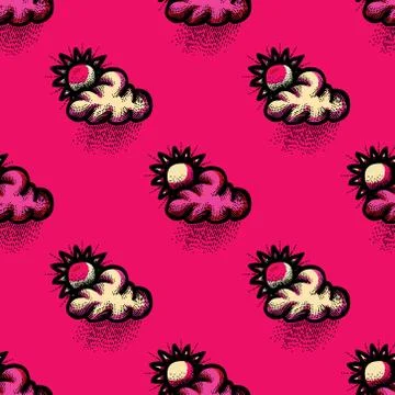 Sun and clouds seamless pattern Stockillustratie