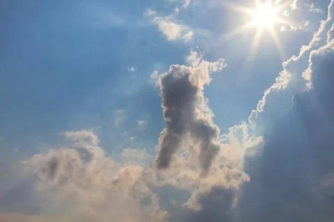 Sun and clouds on sky Foto stock