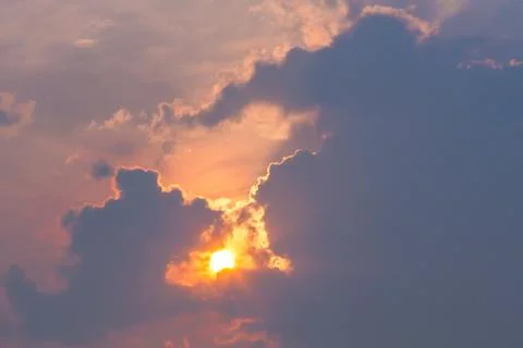 Sun and clouds on sky Foto stock