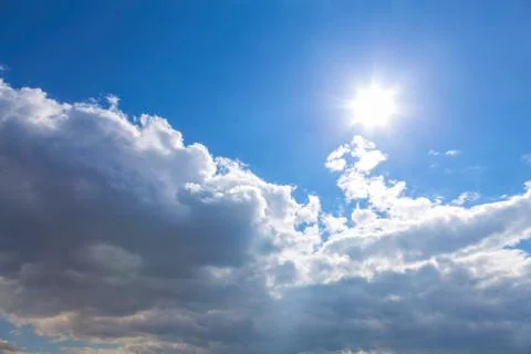 Sun and clouds on sky Stock-Fotos