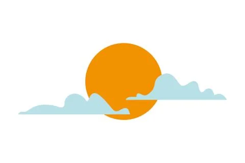 Sun and clouds sky scene Stock Illustration