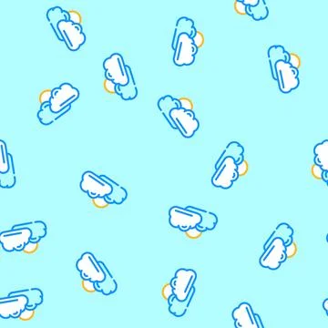 Sun and clouds summer sunlight vector seamless pattern 스톡 일러스트