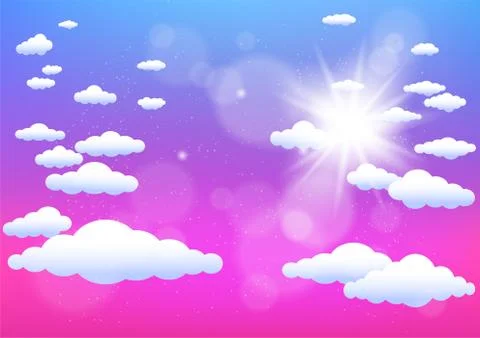 Sun and clouds summer template Stock Illustration