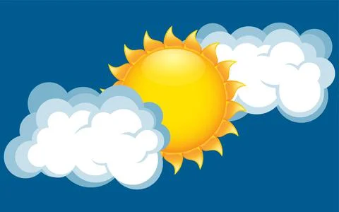 Sun and clouds. Vector illustration. Stock Illustration