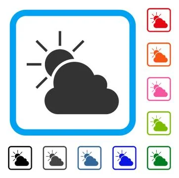 Sun And Clouds Weather Framed Icon Stock Illustration
