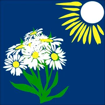 Sun and daisies Stock Illustration