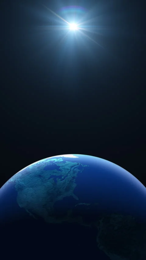 The Sun and the Earth (Around the World Loop) Vertical Position Top Margin Stock Footage 332544334