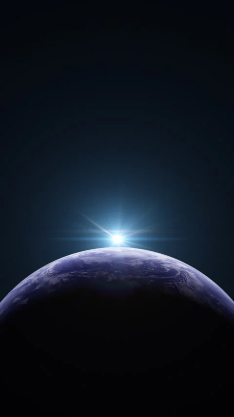 Sun and Earth (Atmosphere Only) Vertical Position Upper Margin Black Stock Footage 332544322