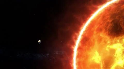Sun and Earth in space Stock Footage 61504893