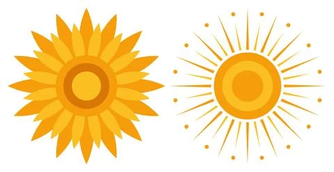 Sun and Flower Element, Summer Nature Vector Design Stock Illustration