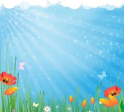 Sun and flowers Stock Illustration