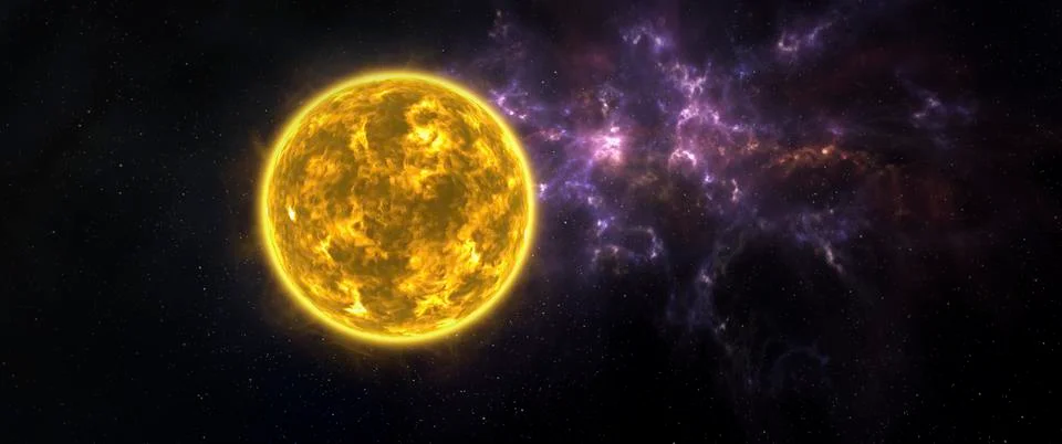Sun and galaxy in outer space Illustrazione stock