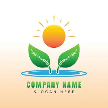 Sun and leaf creative logo Stock Illustration