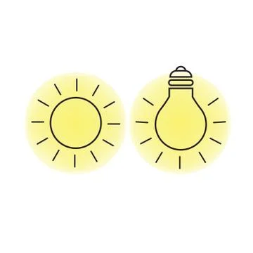 Sun and light bulb Stock Illustration