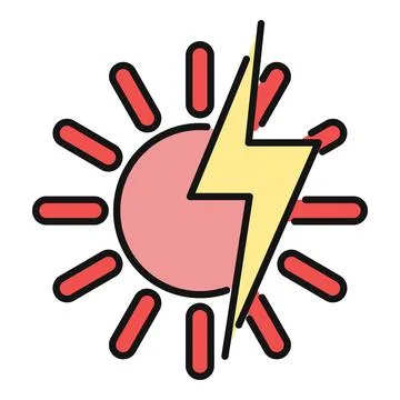 Sun and lightning bolt representing solar energy power Stock Illustration