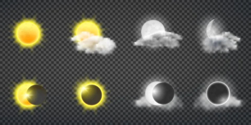 Sun and moon calendar vector icons collection Stock Illustration