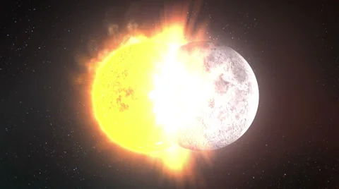 Sun and Moon Colliding Stock Footage 34338134