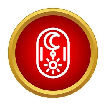 Sun and moon cycle icon in a red button Stock Illustration
