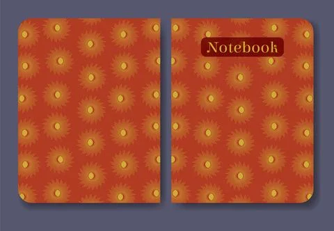 Sun and moon eclipse aesthetic red template notebook cover Stock Illustration
