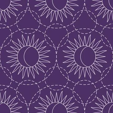 Sun and moon esoteric abstract seamless pattern Stock Illustration