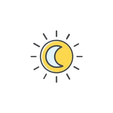 Sun and moon icon design. Colorful vector illustration of a sun and moon sy.. Stock Illustration