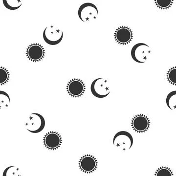 Sun and moon icon isolated seamless pattern on white background. Weather daytime Stock Illustration