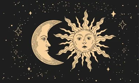 Sun and moon  Stock Illustration