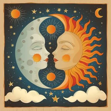 Sun and moon Stock Illustration