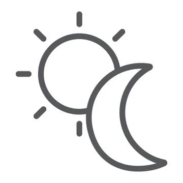 Sun and moon line icon, weather and nature, day and night sign, vector graphics Ilustração Stock