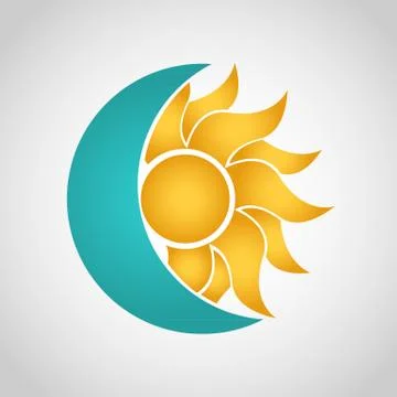 Sun and Moon logo. Abstract vector illustration Stock Illustration