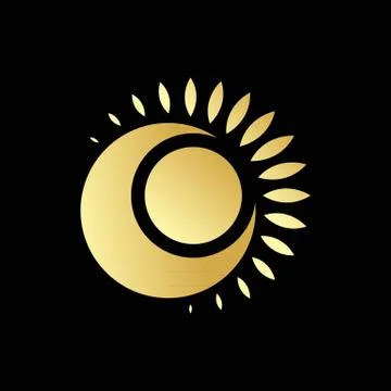 Sun and Moon logo. Abstract vector illustration Stock Illustration