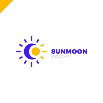 Sun and Moon logo. Abstract vector illustration Ilustração Stock