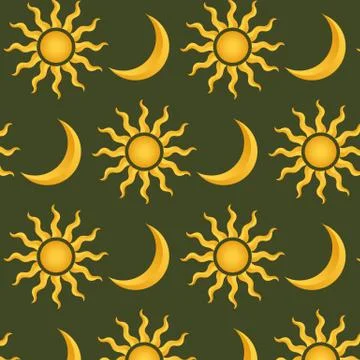 Sun and moon pattern Stock Illustration