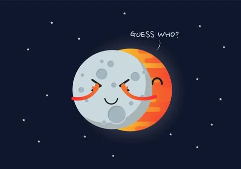 Sun and Moon playing together Eclipse concept Stock Illustration