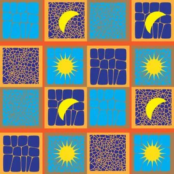 Sun and Moon Seamless Pattern Illustrazione stock