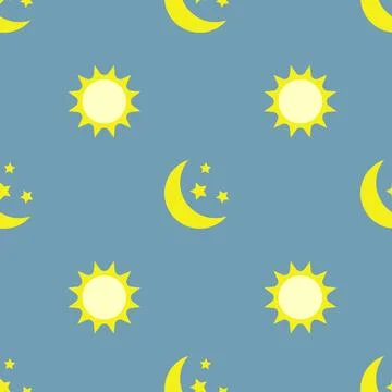 Sun and moon, seamless pattern, vector. Stockillustratie