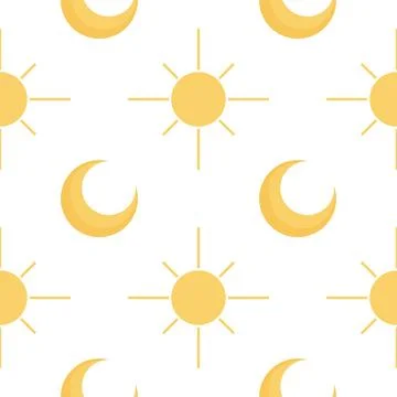 Sun and moon seamless pattern Stock Illustration
