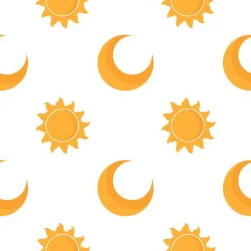 Sun and moon seamless pattern Stock Illustration