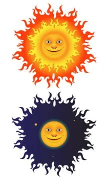 Sun And Moon (Set) Stock Illustration