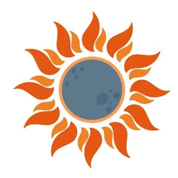 Sun and moon. Solar eclipse elements. Flat vector trendy illustration isolate Illustrazione stock