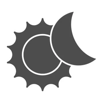 The sun and moon solid icon. Solar eclipse vector illustration isolated on white Ilustração Stock