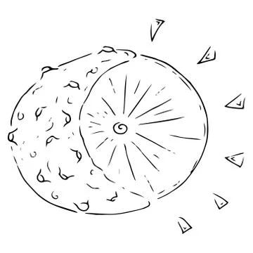 Sun and moon. Sun with rays. Crescent with craters. Cartoon sun and moon. Vec Stock Illustration