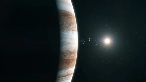 The Sun and the Moons Set Behind Jupiter - Side Stock Footage 132522052