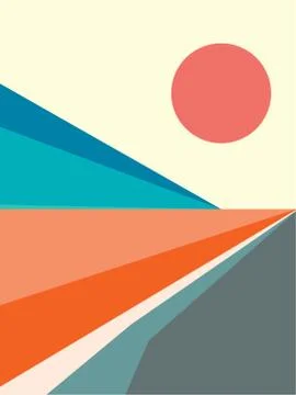 Sun and mountain Stock Illustration