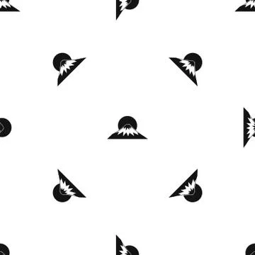 Sun and mountain pattern seamless black Stock Illustration