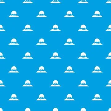 Sun and mountain pattern seamless blue Stock Illustration