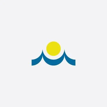 Sun and mountain vector symbol sign Stock Illustration