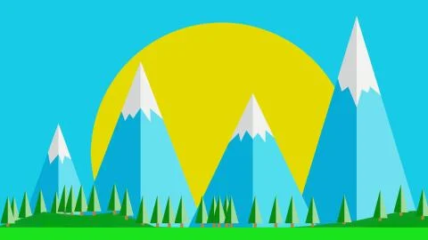 The sun and mountains Stock Illustration